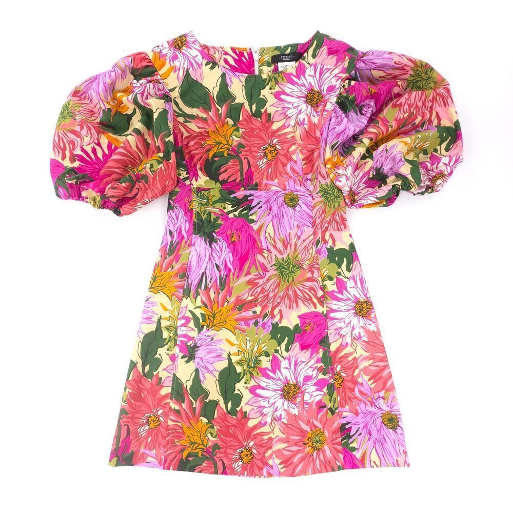 NEW Max Mara Coccole Puff Sleeve Dress Soft Girl Floral Cottagecore Coquette 0